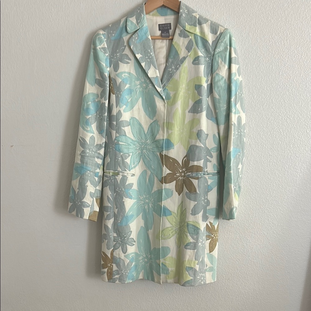 Sigrid Olsen Floral Blazer in Blue and Green